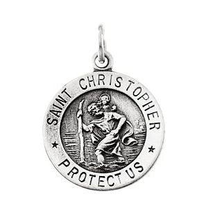 14K White 15 mm St. Christopher Medal