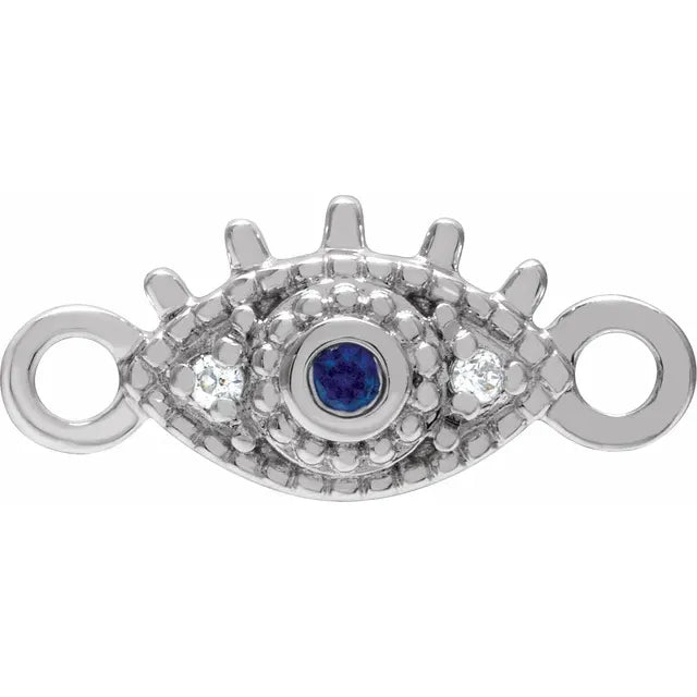 Natural Sapphire & Diamond Petite Evil Eye Link
