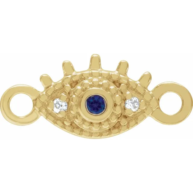 Natural Sapphire & Diamond Petite Evil Eye Link