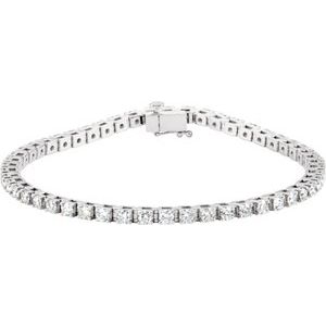 14K Yellow or White Gold 3.5 CTW Natural Diamond Line 18.4cm Bracelet