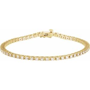 18K White, Yellow, Rose Gold 2.25 CTW Natural Diamond Line 18.4cm Bracelet