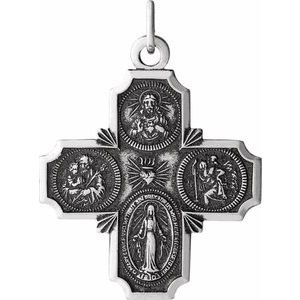 Sterling Silver 30x29 mm Four-Way Cross Medal