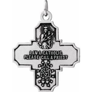 Sterling Silver 30x29 mm Four-Way Cross Medal