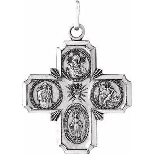 Sterling Silver 25x24 mm Four-Way Cross Medal