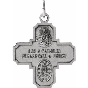 Sterling Silver 25x24 mm Four-Way Cross Medal