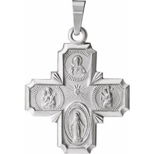 Sterling Silver 18x18 mm Four-Way Cross Medal