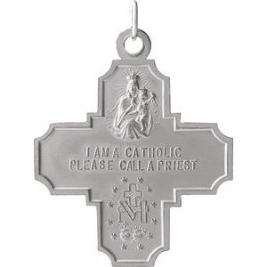 14K White 30x29 mm Four-Way Cross Medal