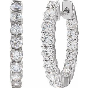 14K Yellow or White Gold 2CTW Lab-Grown Diamond Inside-Outside Hinged 20 mm Hoop Earrings