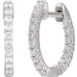 14K Rose, White, or Yellow Gold 0.5CTW Lab-Grown Diamond Inside-Outside Hinged 14.5 mm Hoop Earrings