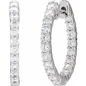 14K Yellow, Rose, or White Gold 0.75CTW Lab-Grown Diamond Inside-Outside Hinged 17.2 mm Hoop Earrings