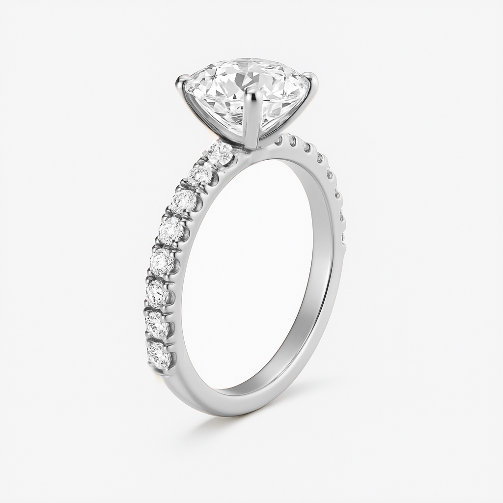 The Kimberley Ring - Lab Grown Diamond with Medium Pave Band