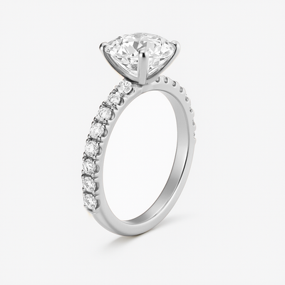 The Kimberley Ring - Lab Grown Diamond with Medium Pave Band