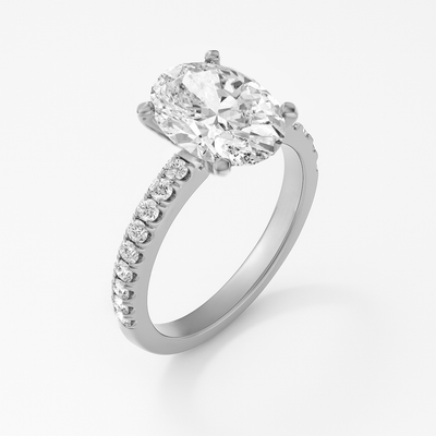 The Florence Ring - Oval with Fine Pave Band