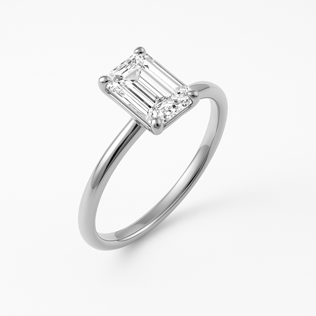 The Venice Ring - Low Set Emerald Solitaire