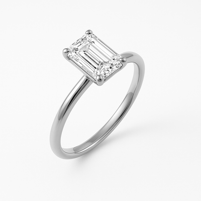 The Venice Ring - Low Set Emerald Solitaire