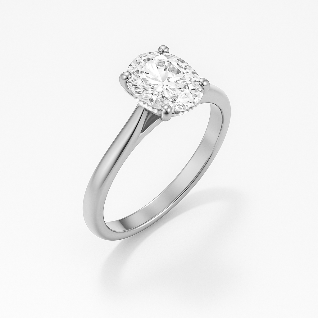 The Brescia Ring - Hidden Halo Cathedral Oval Solitaire