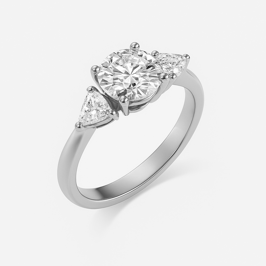 The Charlotte Ring - Lab Grown Diamond Trilogy Ring with Trillion Sides
