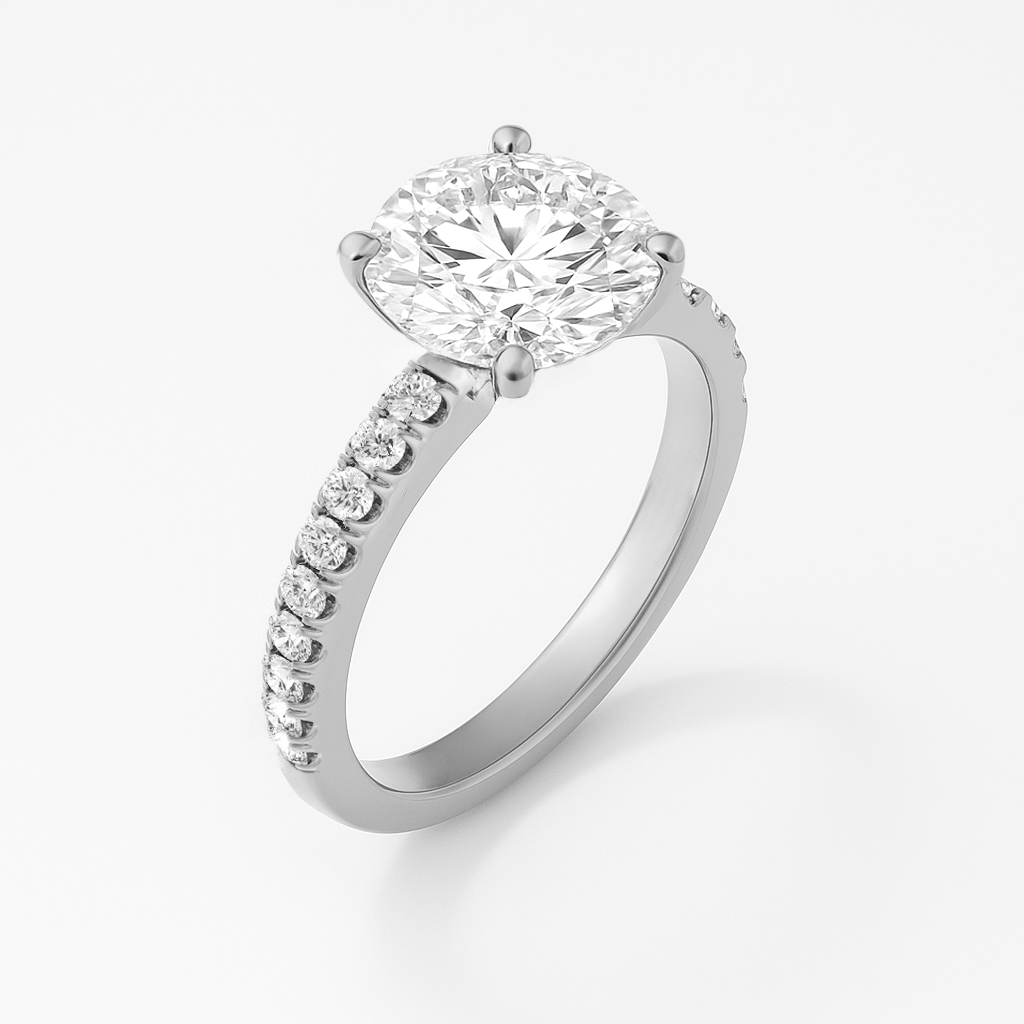 The Florence Ring - Lab Grown Diamond with Fine Pave Band