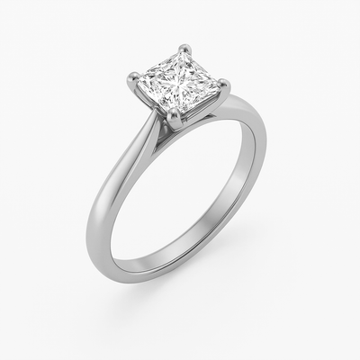 The Magnolia Ring – Princess Cut Solitaire with Tapered Band
