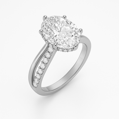 The Selena Ring - Twisted Pavé Band and Hidden Halo