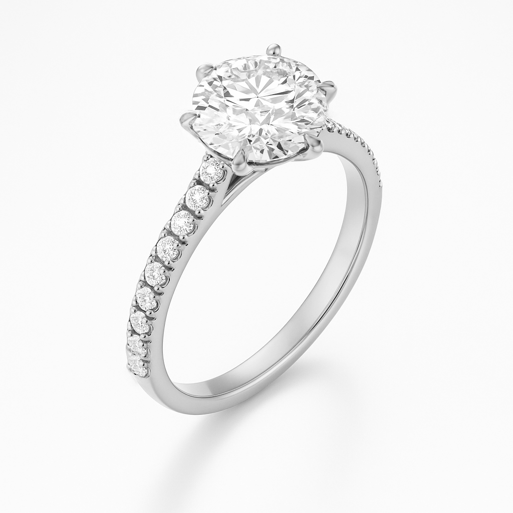 The Amelia Ring - Lab Grown Diamond with Pave Cathedral Setting