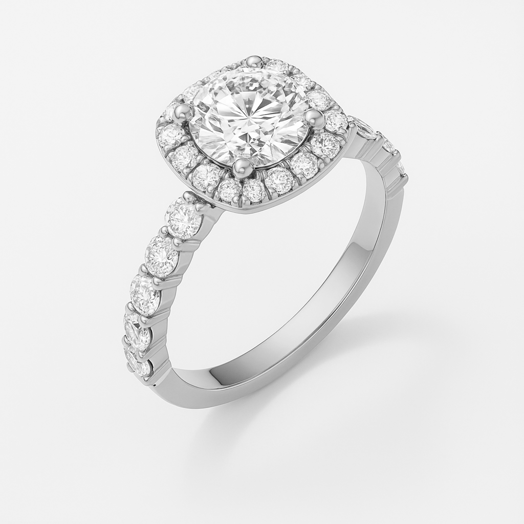 The Tara Ring – Cushion Halo Diamond Engagement Ring