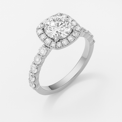 The Tara Ring – Cushion Halo Diamond Engagement Ring