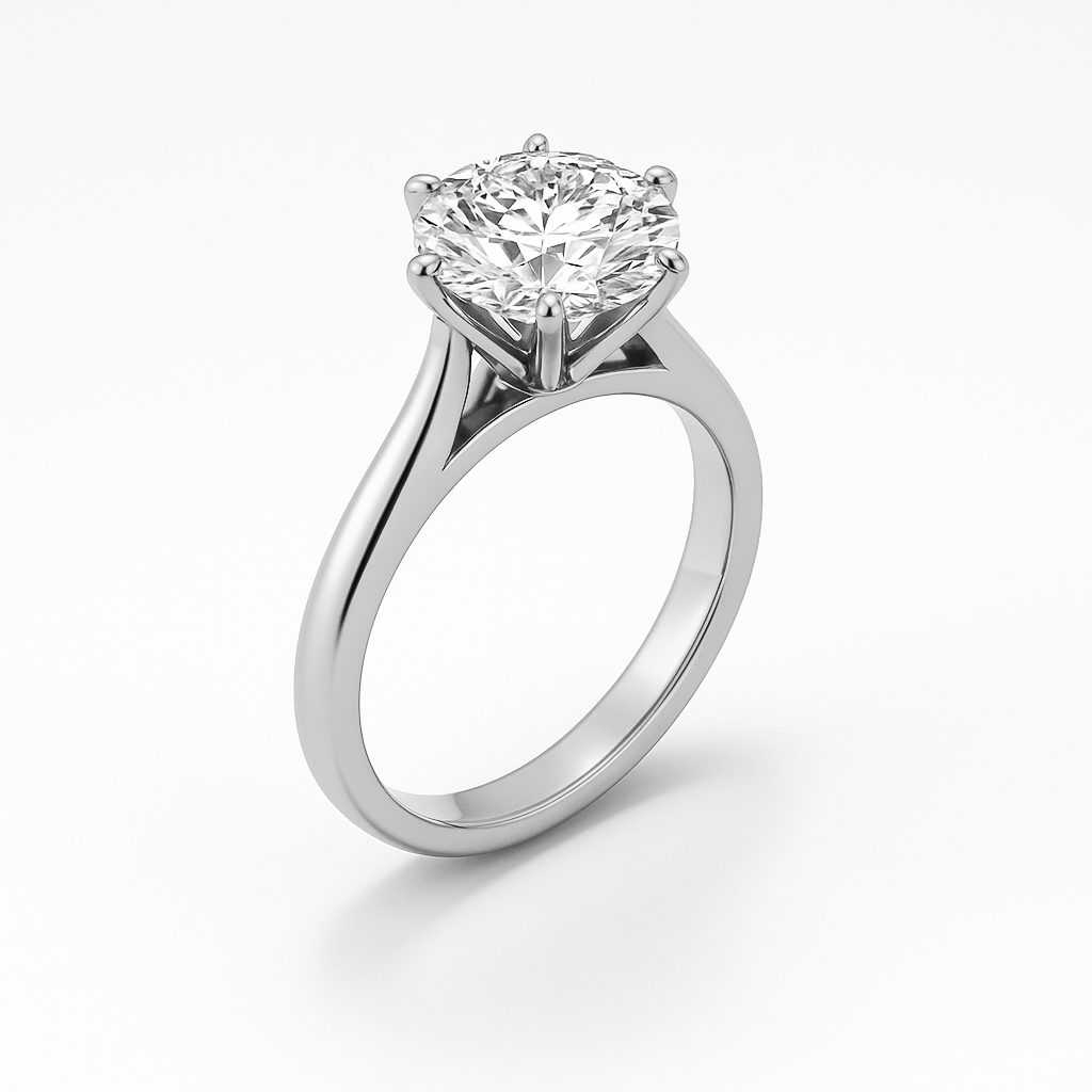 The Claudia Ring - 6 Claw Cathedral Round Solitaire - Lab Grown Diamond