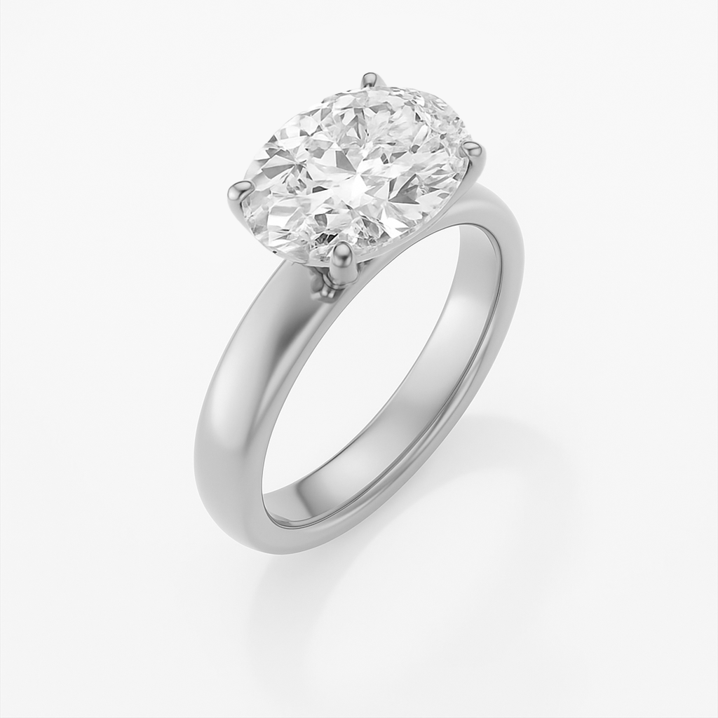 The London Ring - East West Set Oval Solitaire