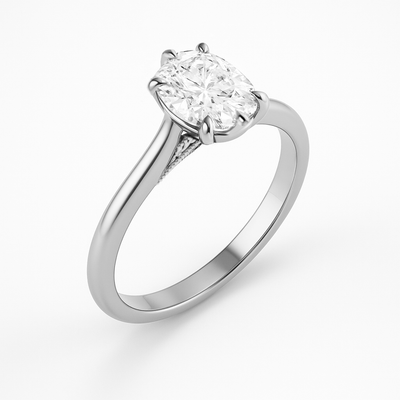 The Aurelia Ring – Elongated Cushion Diamond Six-Claw Solitaire with Tulip Basket & Vintage Gallery