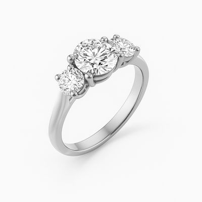 The Adelaide Ring - Trilogy With Round Side Stones