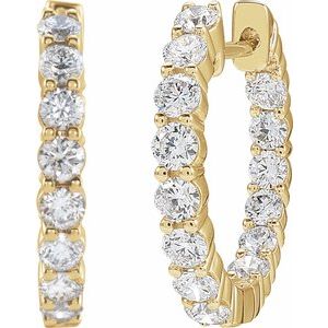 14K Rose, Yellow, or White Gold 2CTW Natural Diamond Inside-Outside Hinged 20 mm Hoop Earrings