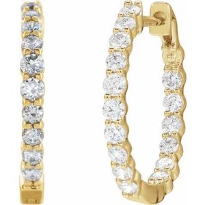 14K Yellow, White or Rose Gold 1 CTW Lab-Grown Diamond Inside-Outside Hinged 19.3 mm Hoop Earrings