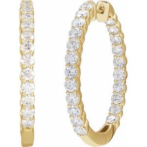 14K White or Yellow Gold 3CTW Lab-Grown Diamond Inside-Outside Hinged 30 mm Hoop Earrings