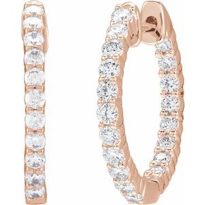 14K Yellow, Rose, or White Gold 0.75CTW Lab-Grown Diamond Inside-Outside Hinged 17.2 mm Hoop Earrings