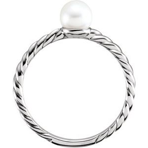 14K White 5.5-6 mm Cultured White Freshwater Pearl Ring