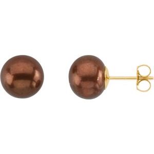 14K Yellow Cultured Chocolate Freshwater Pearl Earrings