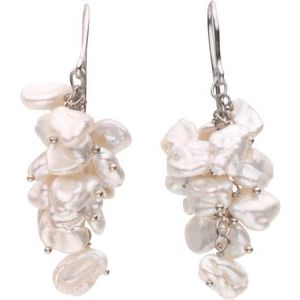 Sterling Silver Cultured White Freshwater Keshi Pearl Earrings