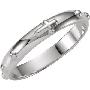 Sterling Silver 3.2 mm Rosary Ring Size V 1/2