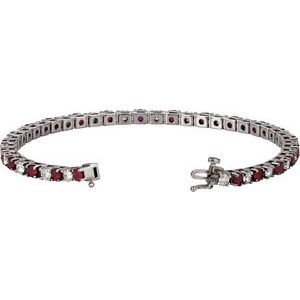 14K White Natural Ruby & 2.3 CTW Natural Diamond 18cm Bracelet