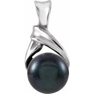 Platinum Cultured Black Akoya Pearl Pendant