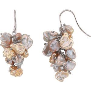 Sterling Silver Cultured Multi-Color Freshwater Keshi Pearl Earrings