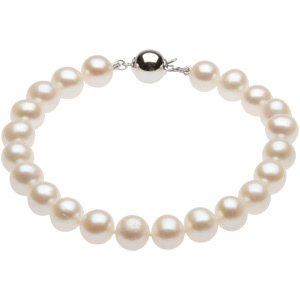 Sterling Silver 8-9 mm Cultured White Freshwater Pearl 7 3/4" Bracelet