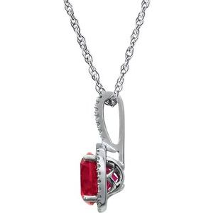 Sterling Silver 7 mm Lab-Grown Ruby & .015 CTW Natural Diamond 18" Necklace