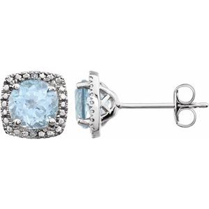 Sterling Silver Natural Sky Blue Topaz & .015 CTW Natural Diamond Earrings