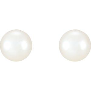 Sterling Silver 8-8.5 mm Cultured White Freshwater Pearl Earrings