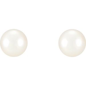 Sterling Silver 6-6.5 mm Cultured White Freshwater Pearl Earrings