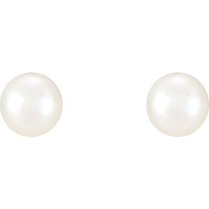 Sterling Silver 5-5.5 mm Cultured White Freshwater Pearl Earrings