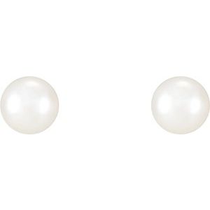 Sterling Silver 4-4.5 mm Cultured White Freshwater Pearl Earrings