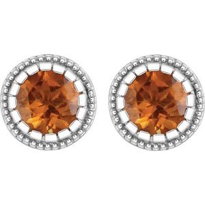 14K White Natural Citrine Stud Earrings